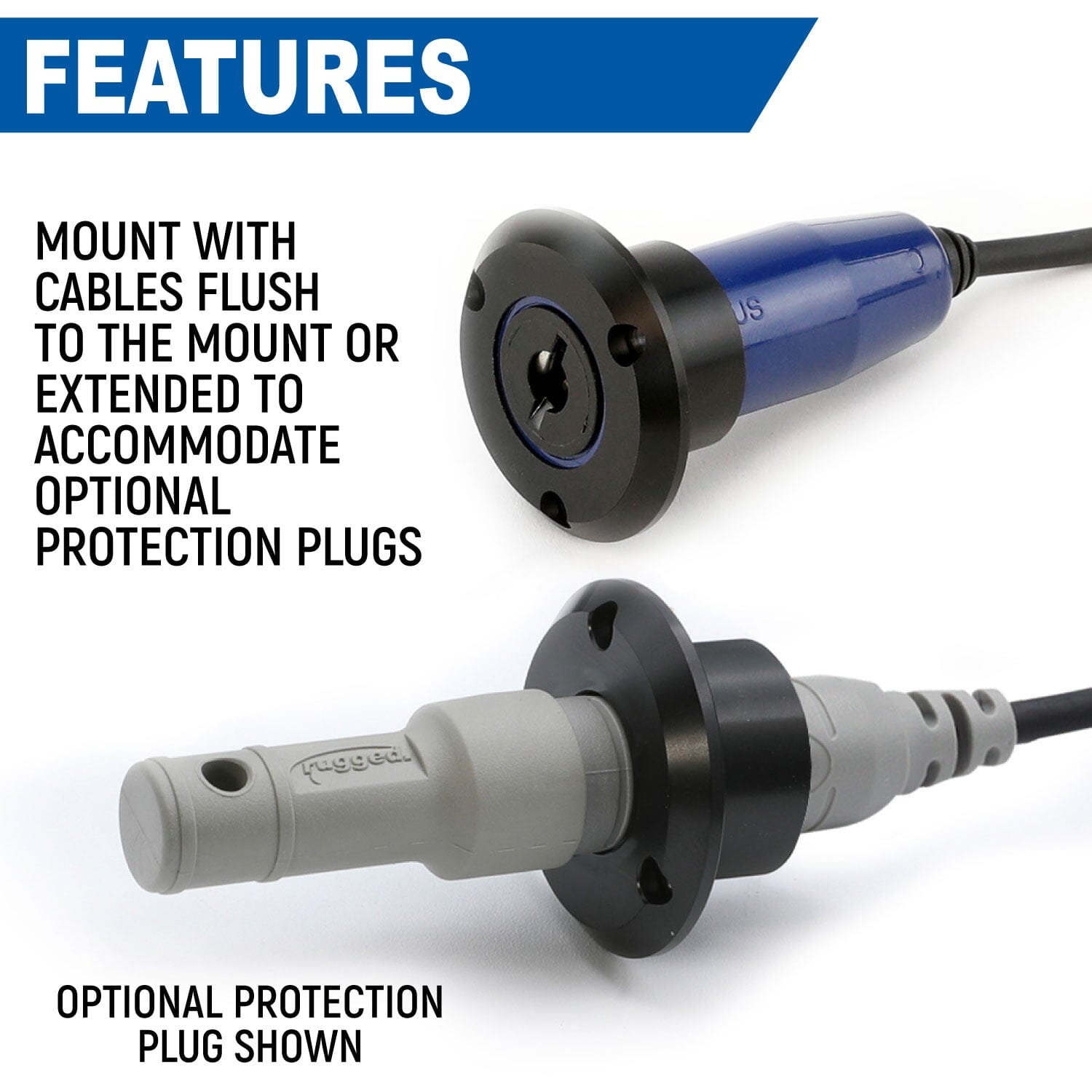 Rugged Radios Single Headset / Helmet Jack Flush Mount