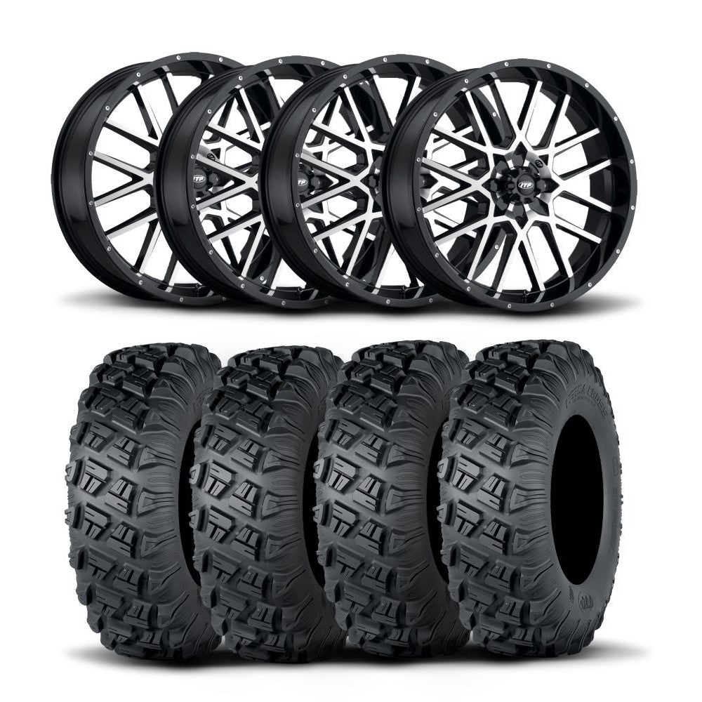 ITP Hurricane 18" Machined Black Wheels And Versa Cross XTR Tires [28x10-18]