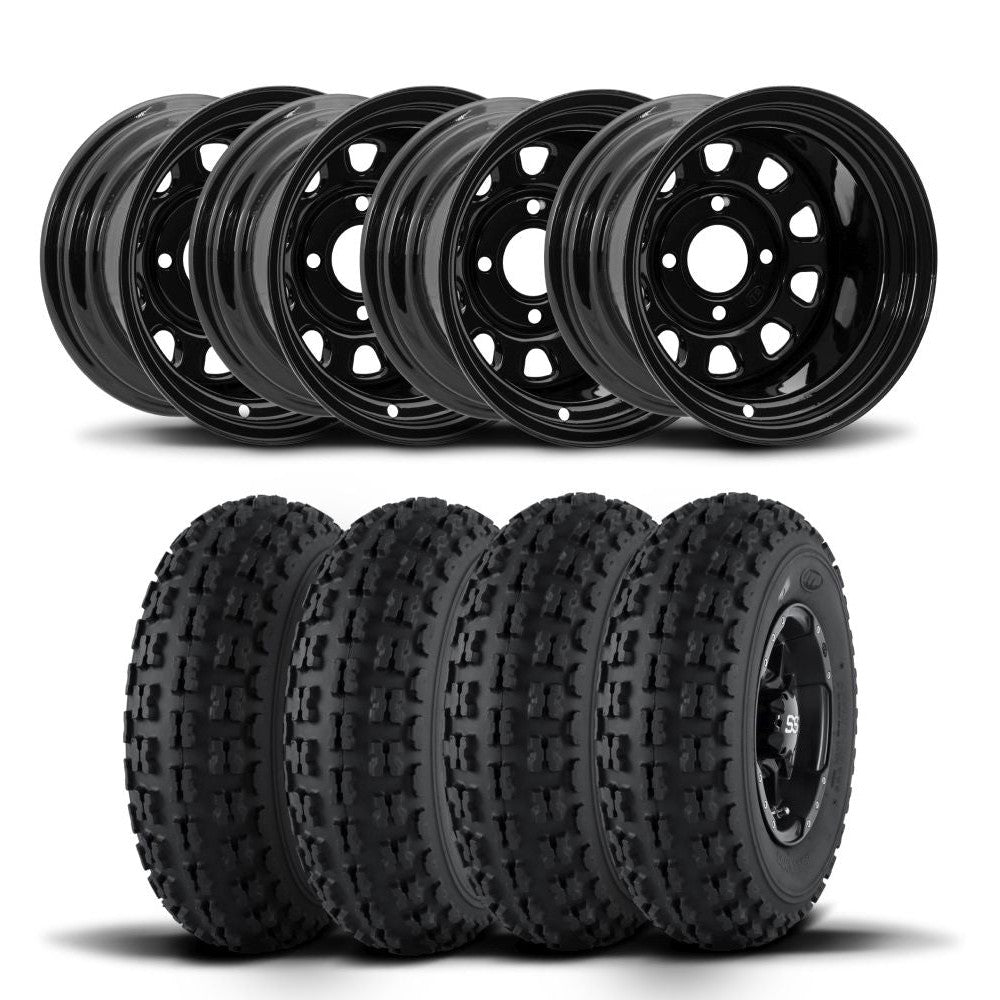 ITP Delta Steel 12" Wheels And Holeshot ATR Tires [25x10-12]