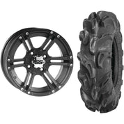 Set of 2 Mounted Wheel and Tire Kit Wheel: 12x7 4+3 4/156 Tire: 27x9-12 6 Ply