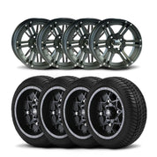 ITP Golf Cart 12" Machined Black Wheels And Ultra GT Bias Tires [215/40-12]