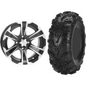 Set of 2 Mounted Wheel and Tire Kit Wheel: 12x7 5+2 4/110 Tire: 27x9-12 6 Ply