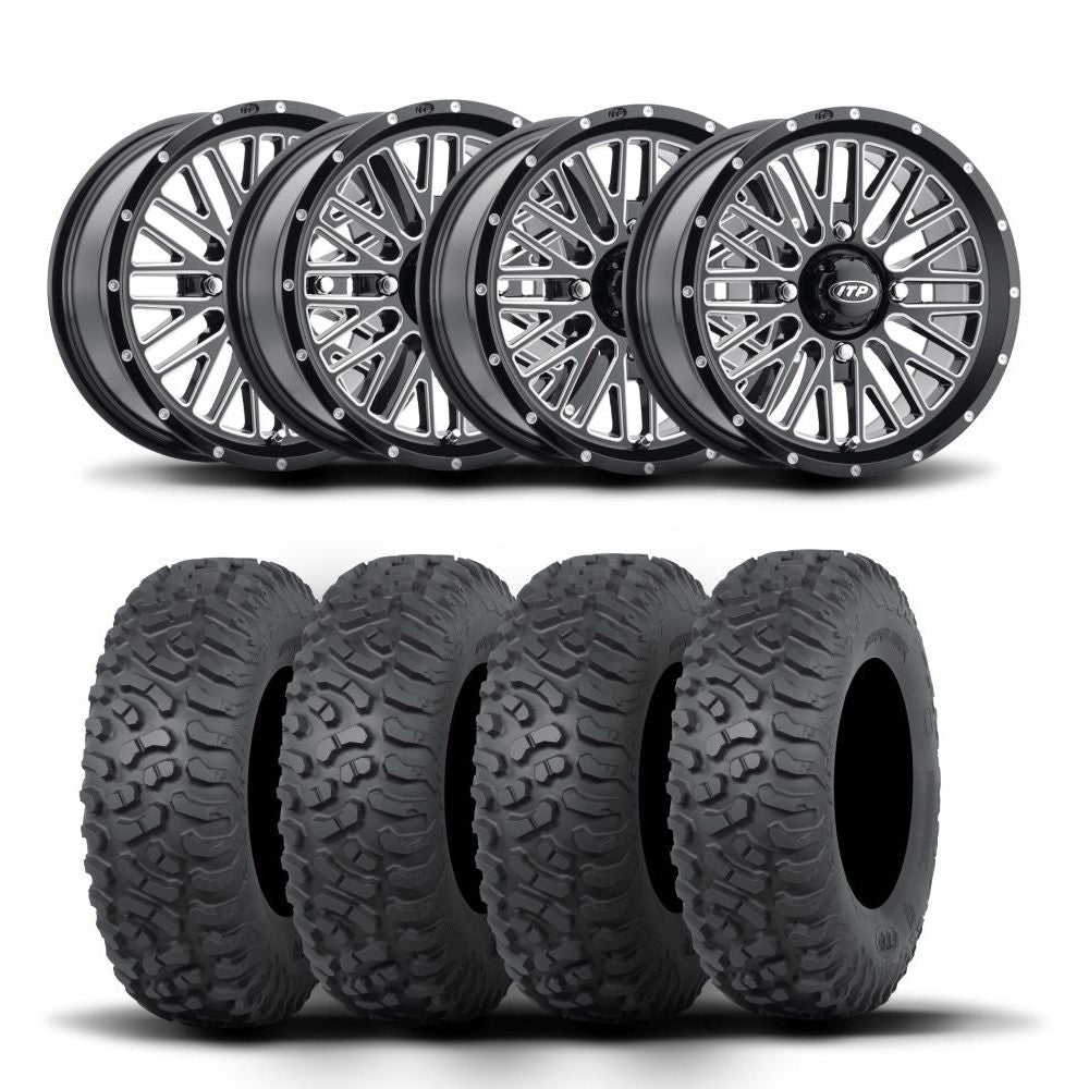 ITP Momentum 14" Machined Black Wheels And Terra Hook Tires [28x11-14]