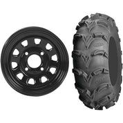 Set of 2 Mounted Wheel and Tire Kit Wheel: 12x7 4+3 4/156 Tire: 27x10-12 6 Ply