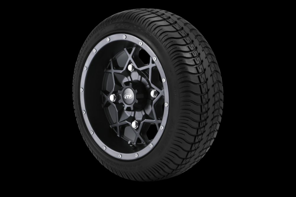 ITP Golf Cart 14" Machined Black Wheels And Ultra GT Bias Tires [205/30-14]