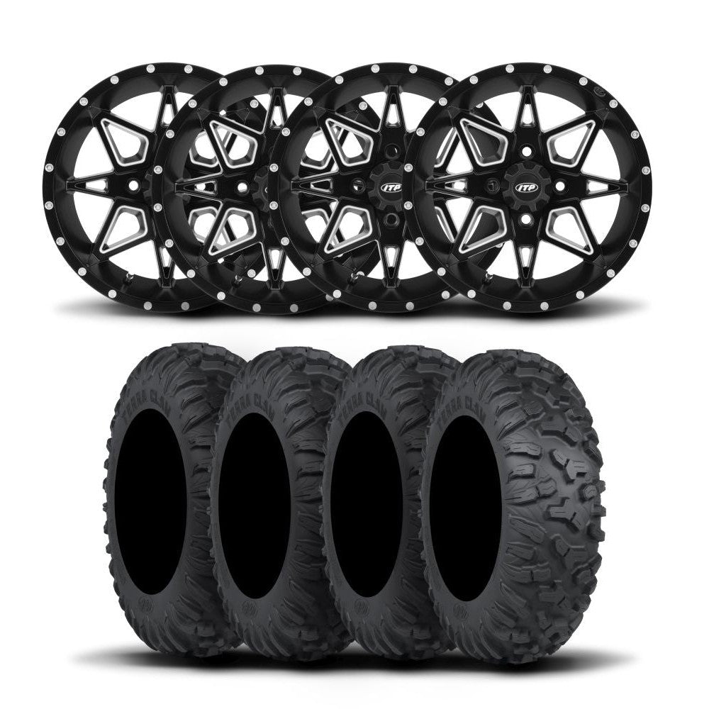 ITP Tornado 14" Matte Black Wheels And Terra Claw Tires [27x9R-14]