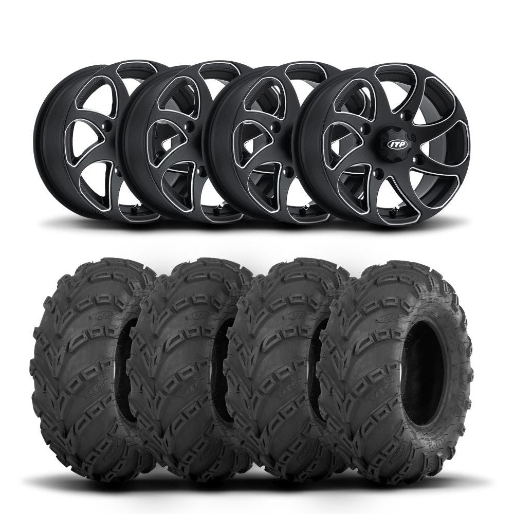 ITP Twister 14" Black Wheels And Mud Lite Tires [27x10-14]