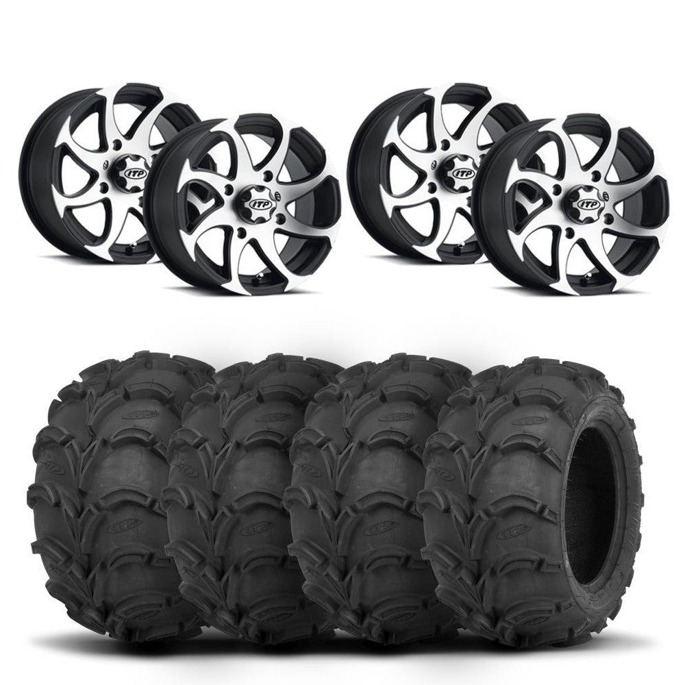 ITP Twister 14" Machined Black Wheels And Mud Lite Tires [27x12-14]