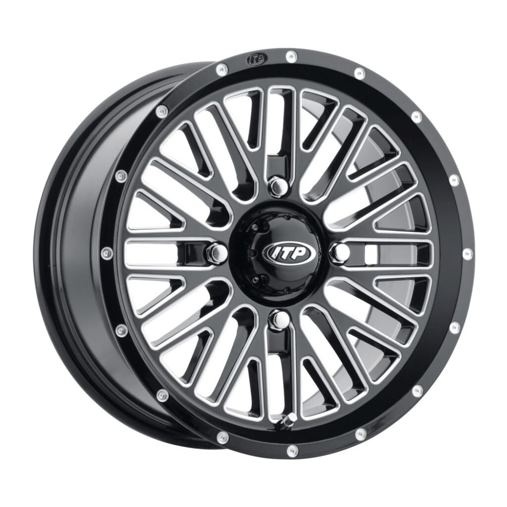 ITP Momentum 14" Machined Black Wheels And Mud Lite Tires [27x12-14]