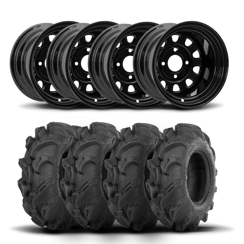 ITP Delta Steel 12" Wheels And Mega Mayhem Tires [27x9-12]