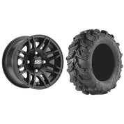 Set of 2 Mounted Wheel and Tire Kit Wheel: 14x7 5+2 4/110 Tire: 27x9-14 6 Ply