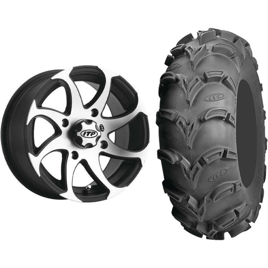 Set of 2 Mounted Wheel and Tire Kit Wheel: 14x7 5+2 4/156 Tire: 27x10-14 6 Ply