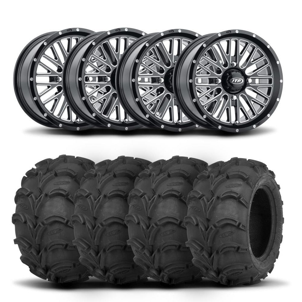 ITP Momentum 14" Machined Black Wheels And Mud Lite Tires [27x12-14]