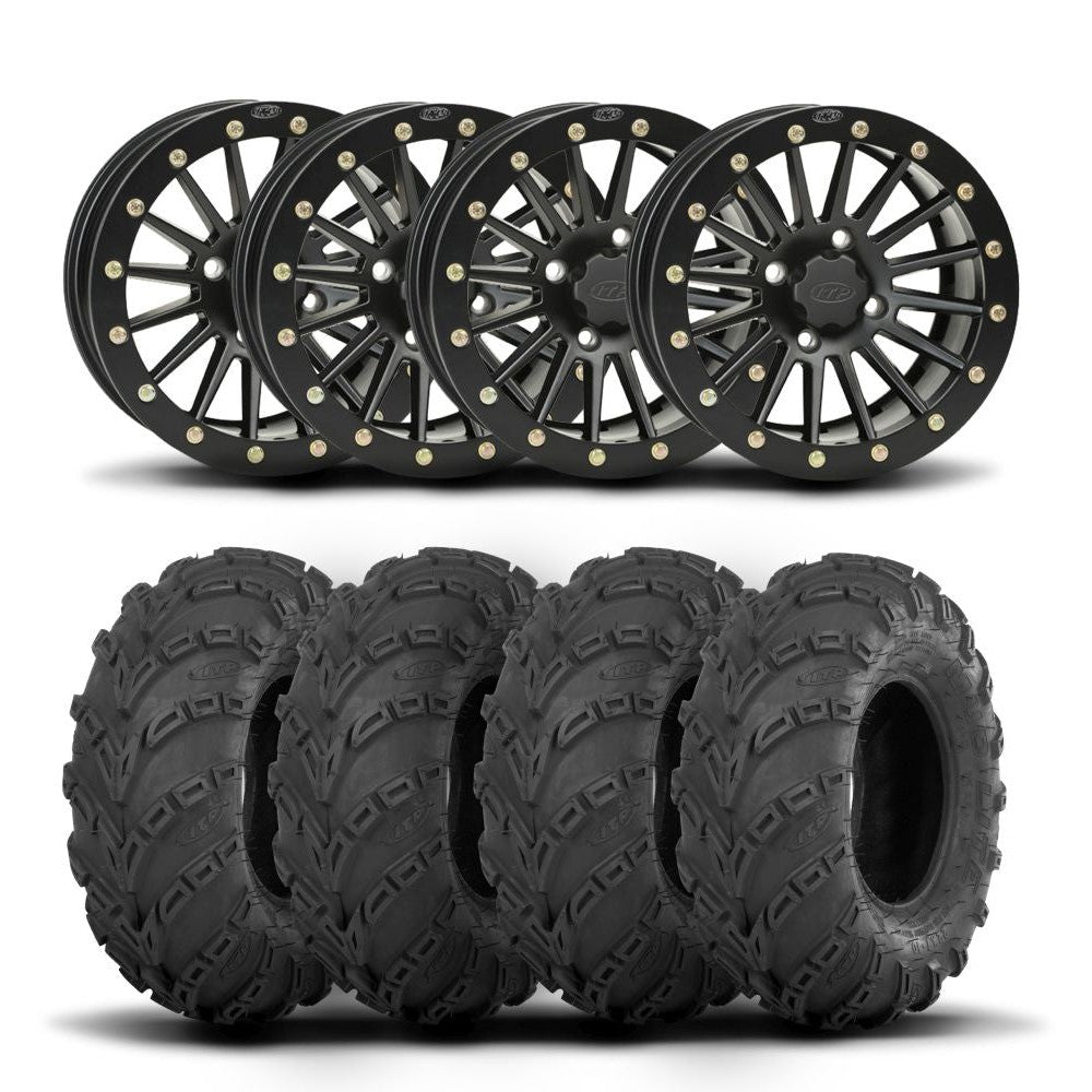 ITP SD Dual 14" Matte Black Wheels And Mud Lite Tires [27x10-14]