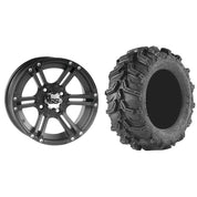 Set of 2 Mounted Wheel and Tire Kit Wheel: 12x7 5+2 4/110 Tire: 26x11-12 6 Ply