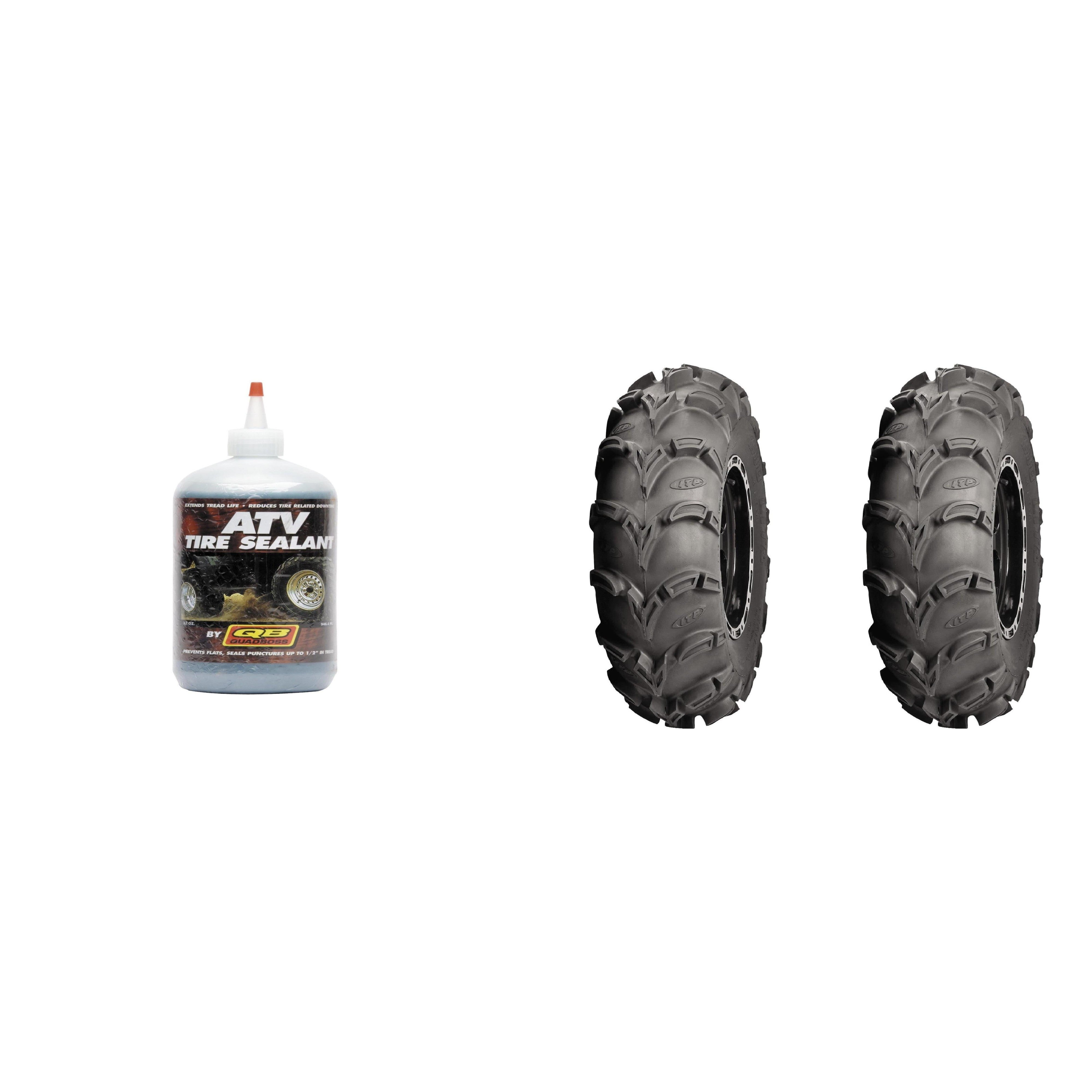 Set of 2 ITP Mud Lite XL Rear Tires 27x10-12 6-ply with QUADBOSS Sealant