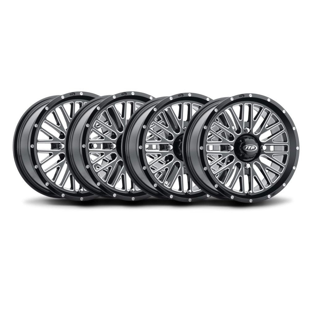 ITP Set of Four Momentum Wheels Machined Black 14x7 4/110 4+3