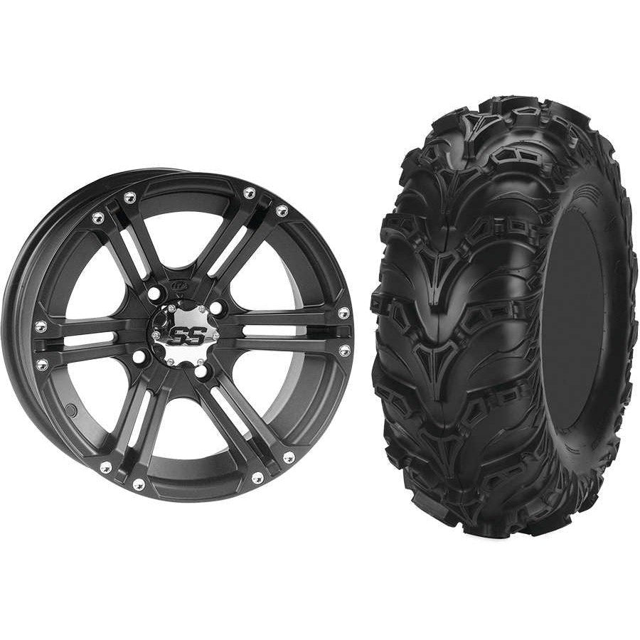 Set of 2 Mounted Wheel and Tire Kit Wheel: 14x8 5+3 4/156 Tire: 28x11-14 6 Ply