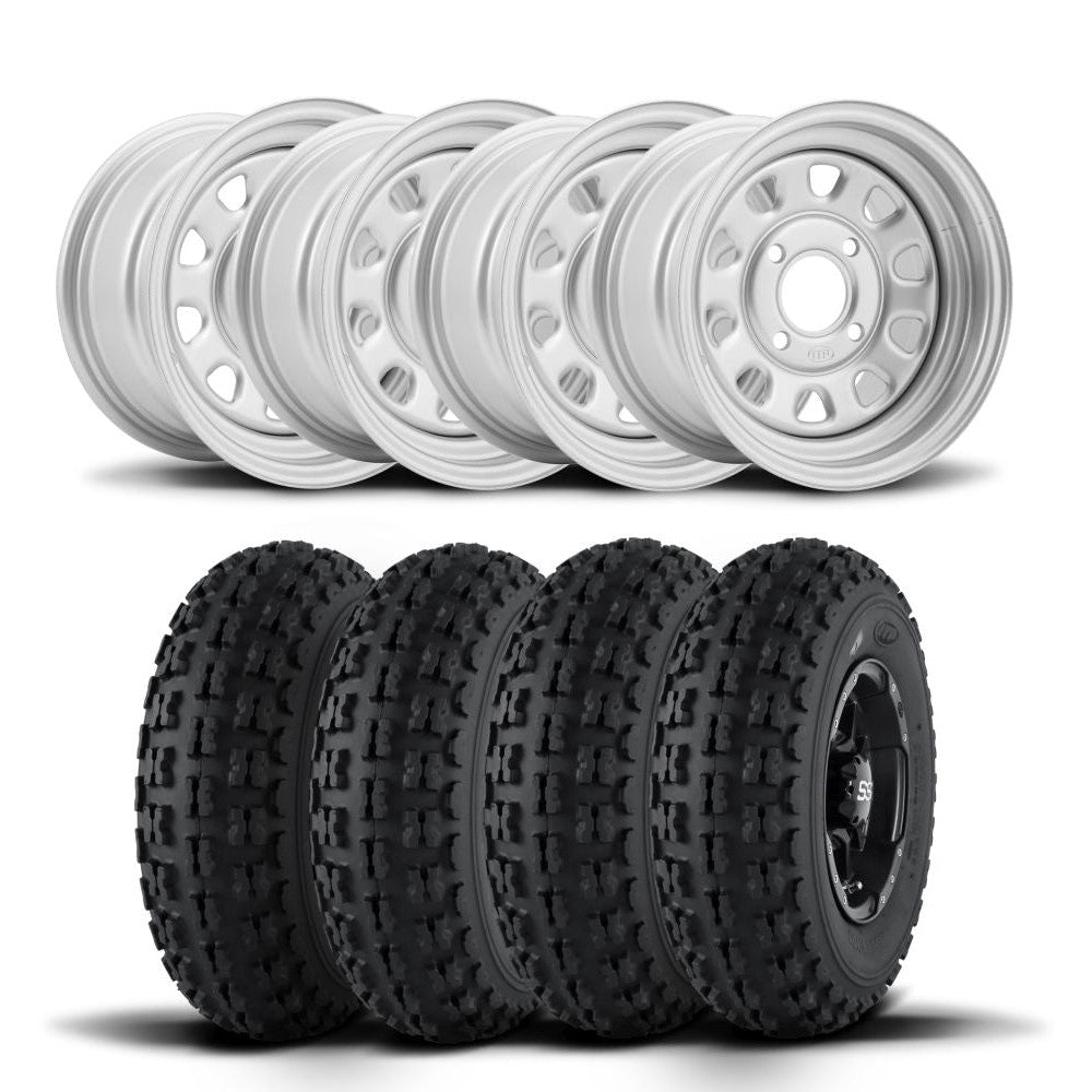 ITP Delta Steel 12" Wheels And Holeshot ATR Tires [25x10-12]