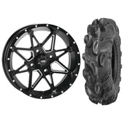 Set of 2 Mounted Wheel and Tire Kit Wheel: 14x7 5+2 4/137 Tire: 28x9-14 6 Ply