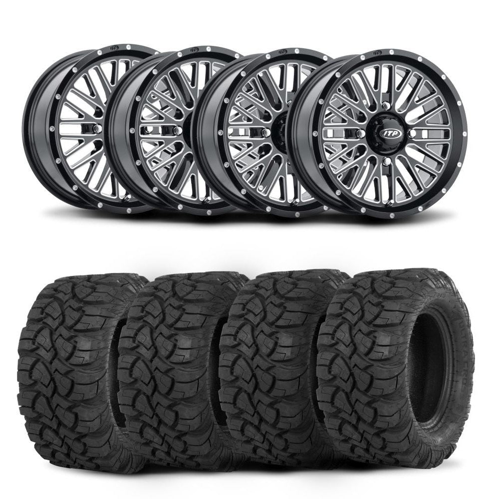 ITP Momentum 15" Machined Black Wheels And Ultra Cross R-Spec Tires [30x10-15]