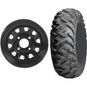 Set of 2 Mounted Wheel and Tire Kit Wheel: 12x7 4+3 4/137 Tire: 25x8-12 6 Ply