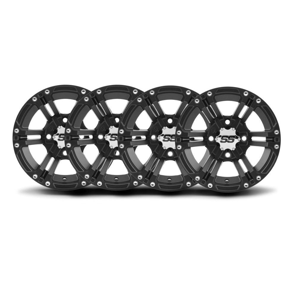 ITP Set of Four SS212 Alloy Wheels Matte Black 12x7 4/110 5+2