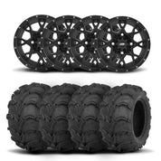 ITP Hurricane 14" Matte Black Wheels And Mud Lite Tires [27x12-14]