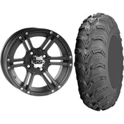 Set of 2 Mounted Wheel and Tire Kit Wheel: 12x7 2+5 4/110 Tire: 25x10-12 6 Ply