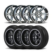 ITP Golf Cart 12" Machined Black Wheels And Ultra GT Bias Tires [215/40-12]