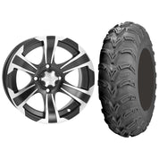 Set of 2 Mounted Wheel and Tire Kit Wheel: 12x7 5+2 4/110 Tire: 25x8-12 6 Ply