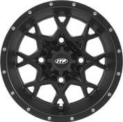 ITP Hurricane 12" Matte Black Wheels And Mud Lite Tires [25x10-12]