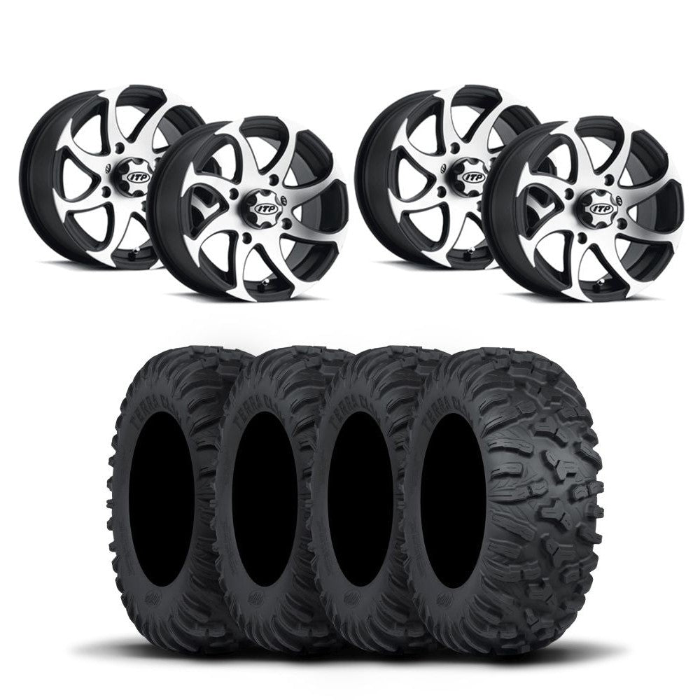 ITP Twister 14" Machined Black Wheels And Terra Claw Tires [27x11R-14]