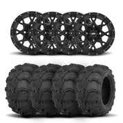 ITP Hurricane 14" Matte Black Wheels And Mud Lite Tires [27x12-14]