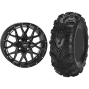 Set of 2 Mounted Wheel and Tire Kit Wheel: 14x7 4+3 4/156 Tire: 28x11-14 6 Ply