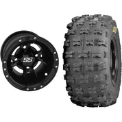 Set of 2 Mounted Wheel and Tire Kit Wheel: 9x8 3+5 4/115 Tire: 20x10-9 6 Ply