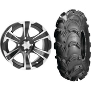 Set of 2 Mounted Wheel and Tire Kit Wheel: 12x7 5+2 4/110 Tire: 30x10-12 6 Ply