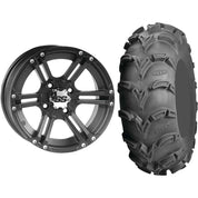 Set of 2 Mounted Wheel and Tire Kit Wheel: 12x7 5+2 4/137 Tire: 25x8-12 6 Ply