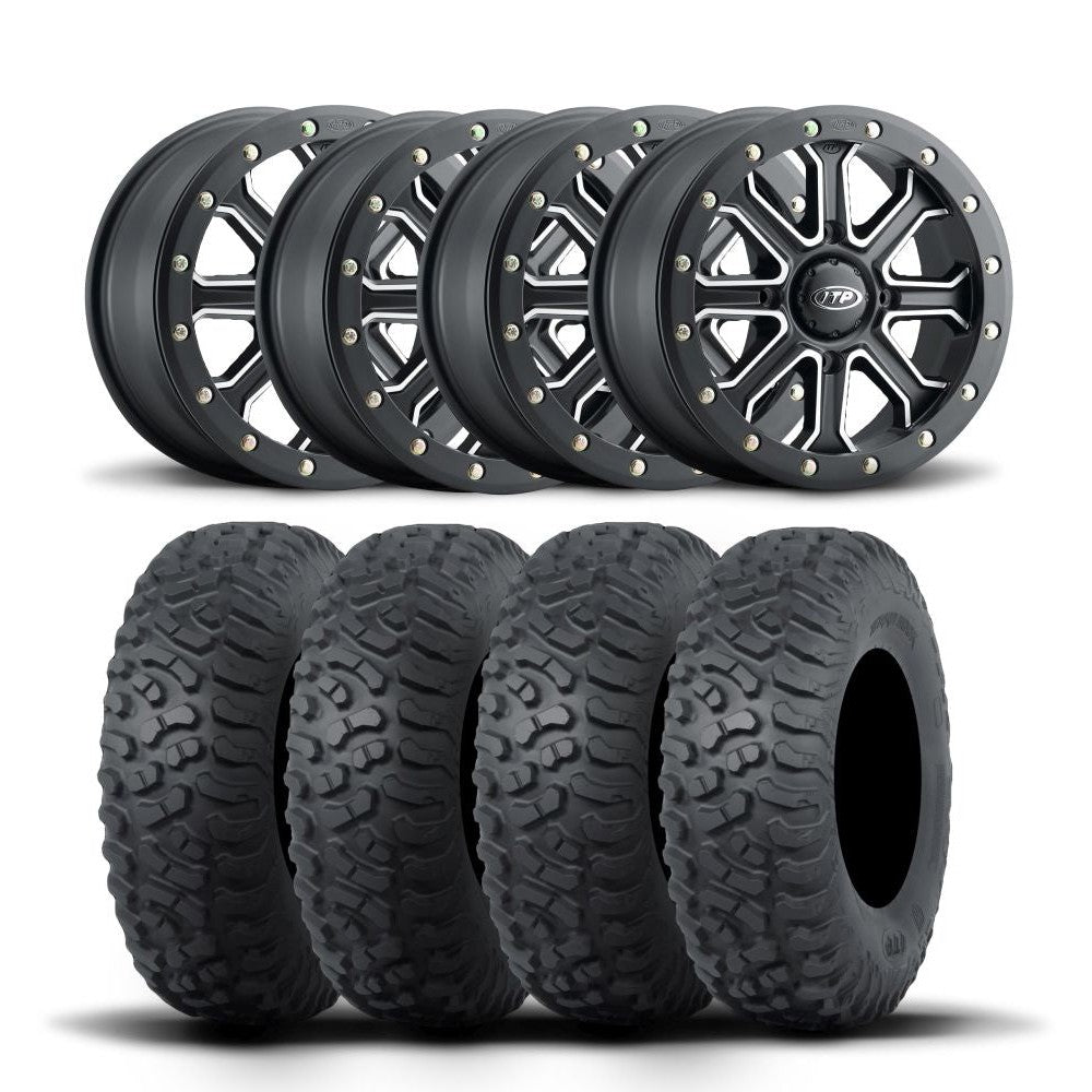 ITP Inertia 15" Matte Black Wheels And Terra Hook Radial Tires [30x10R-15]