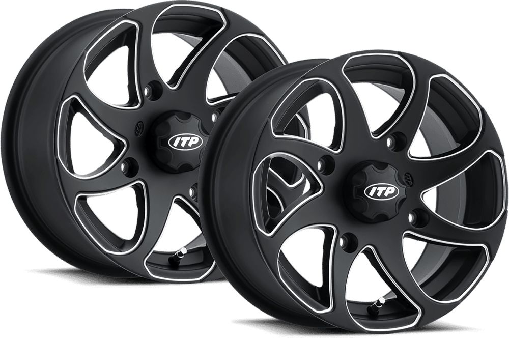 ITP Twister 14" Black Wheels And Mud Lite Tires [27x10-14]