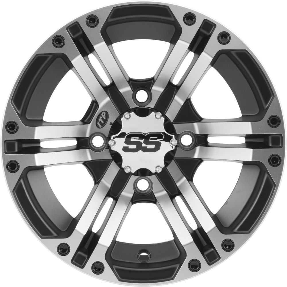 ITP Set of Four SS212 Alloy Wheels Machined Black 12x7 4/156 4+3