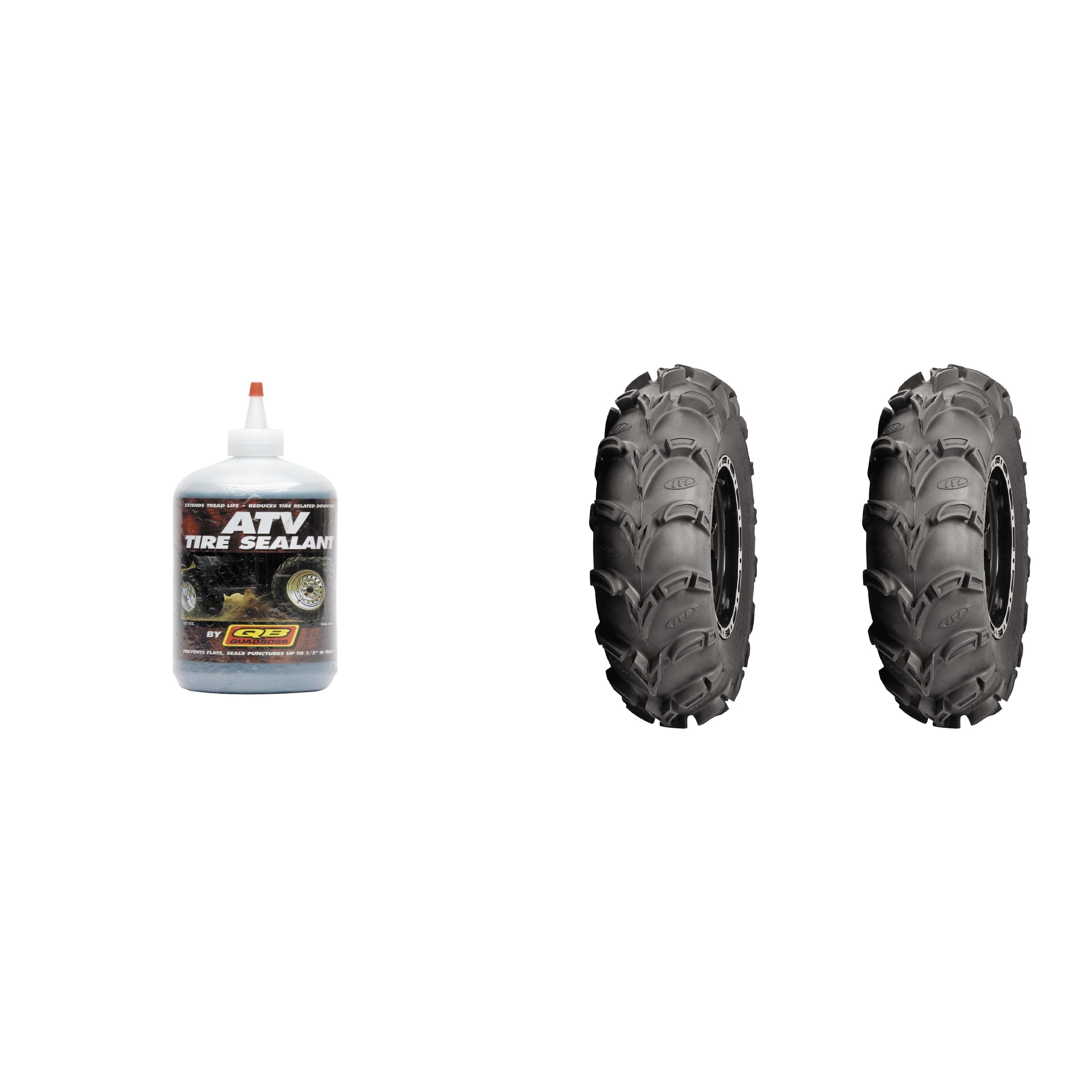 Set of 2 ITP Mud Lite XL Front/Rear Tires 25x10-12 6-ply with QUADBOSS Sealant