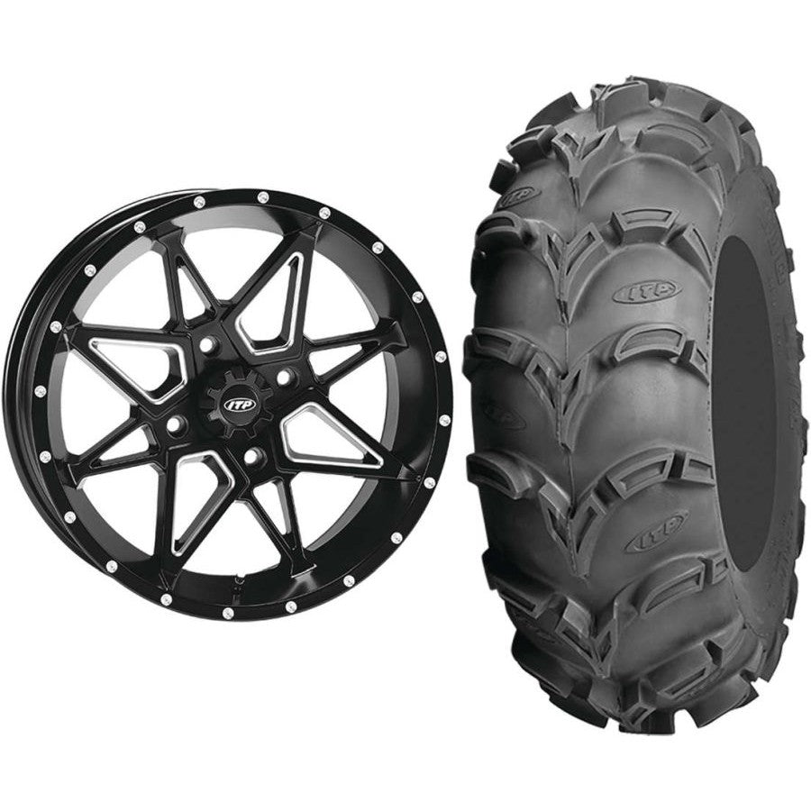 Set of 2 Mounted Wheel and Tire Kit Wheel: 14x7 5+2 4/110 Tire: 28x10-14 6 Ply