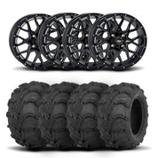 ITP Hurricane 17" Matte Black Wheels And Mud Lite Tires [27x12-14]