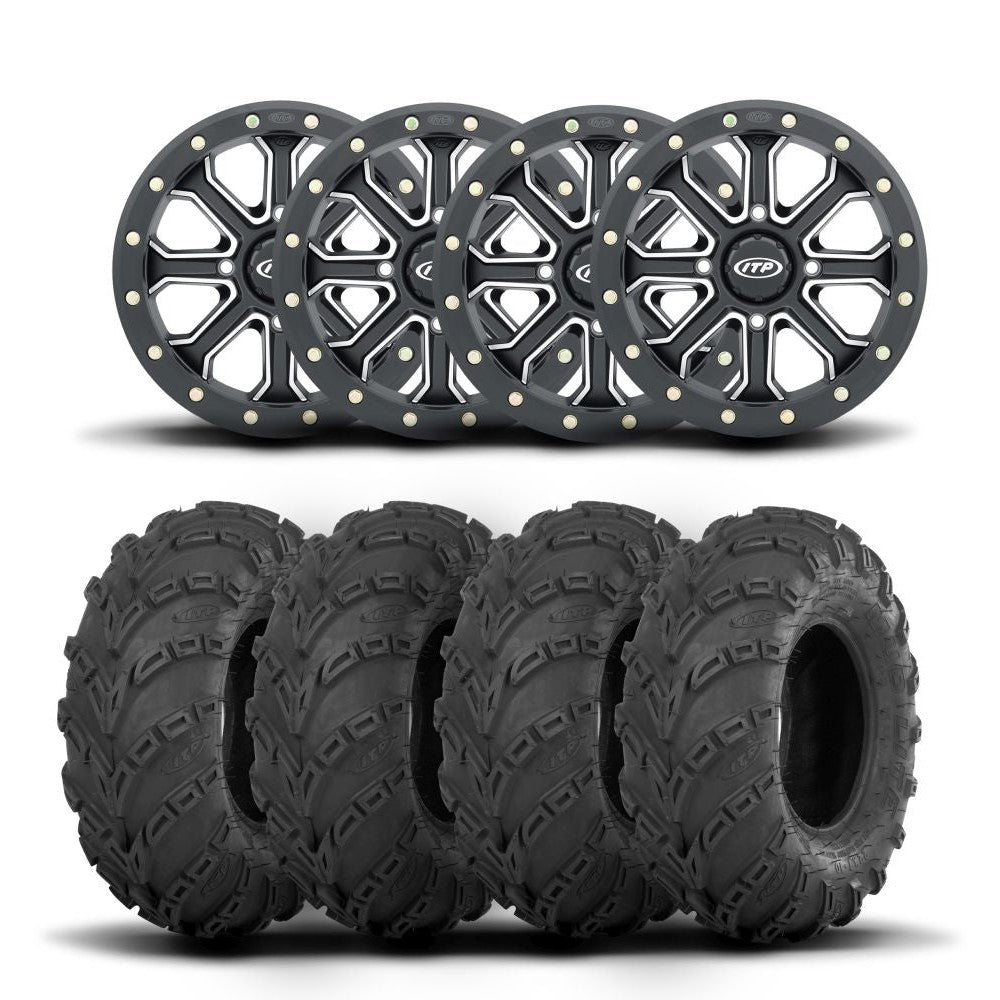 ITP Velocity Inertia 14" Matte Black Wheels And Mud Lite Tires [27x10-14]