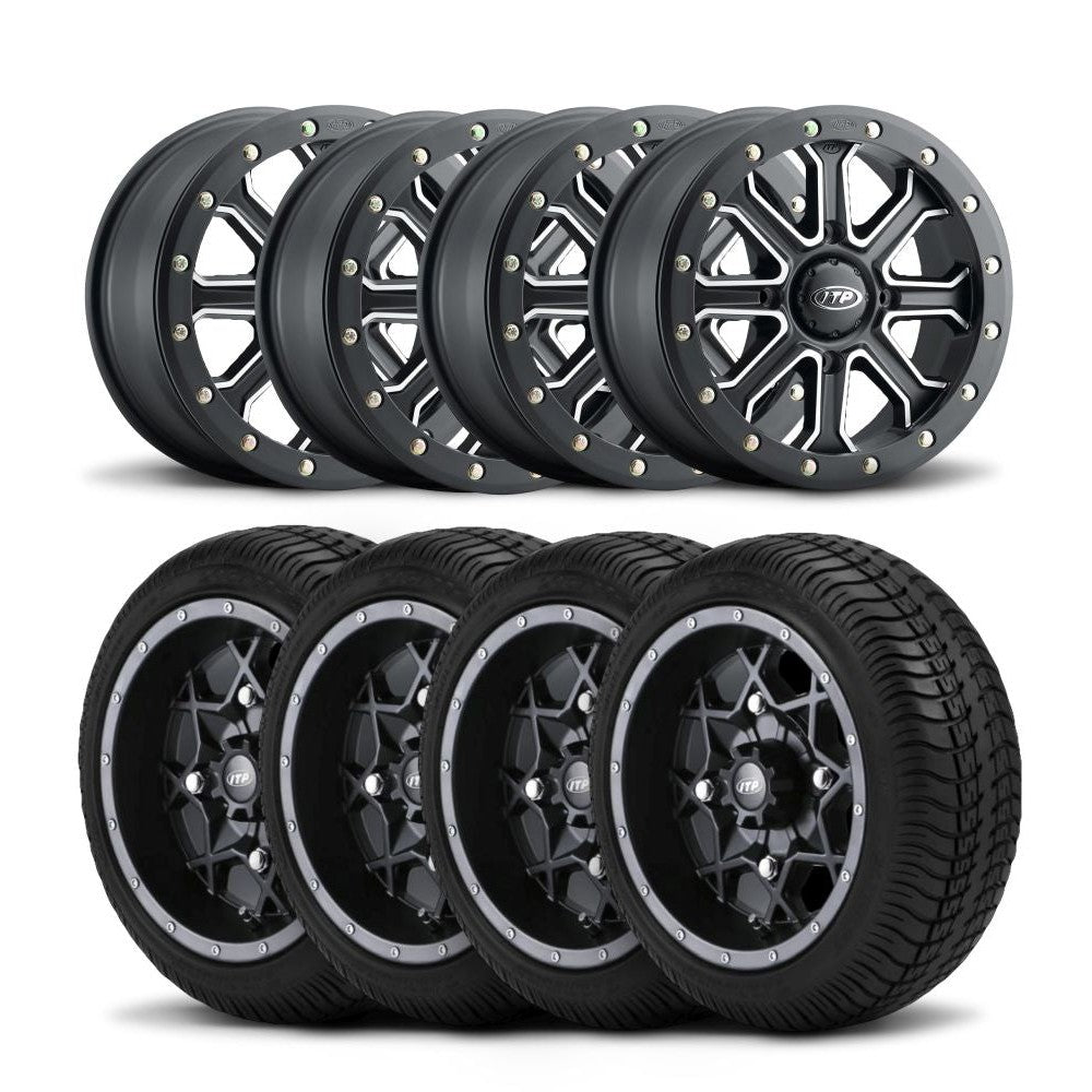 ITP Inertia 14" Matte Black Wheels And Ultra GT Bias Tires [205/30-14]