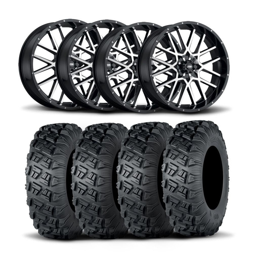 ITP Hurricane 18" Machined Black Wheels And Versa Cross XTR Tires [33x10-18]