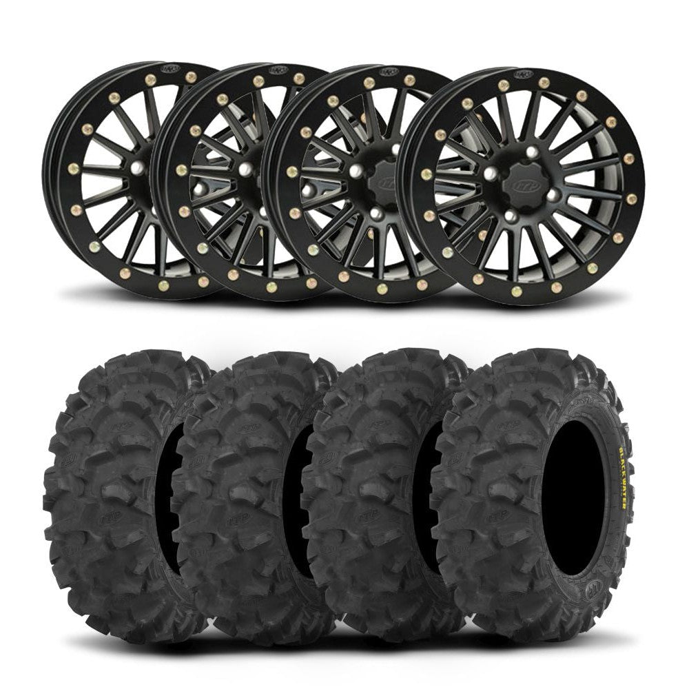 ITP SD Single 15" Matte Black Wheels And Blackwater Evolution Tires [30x10-15]