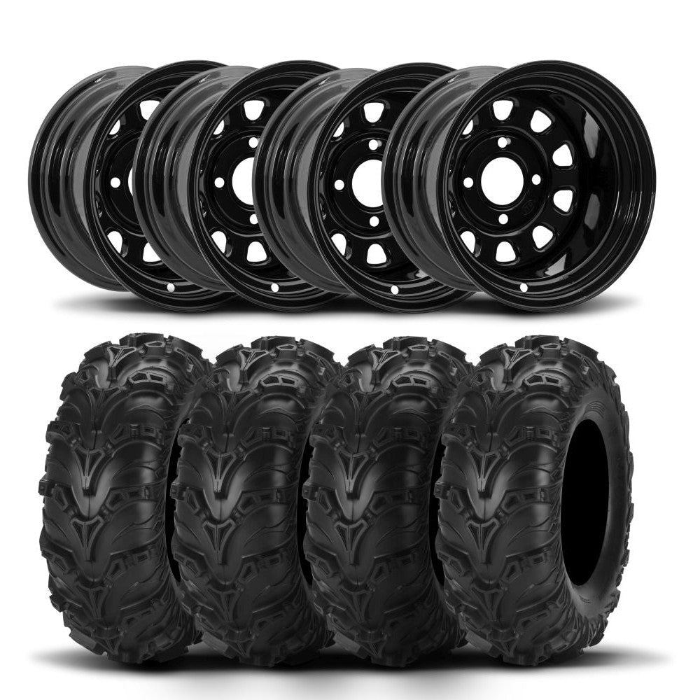 ITP Delta Steel 12" Wheels And Mud Lite II Tires [25x8-12]