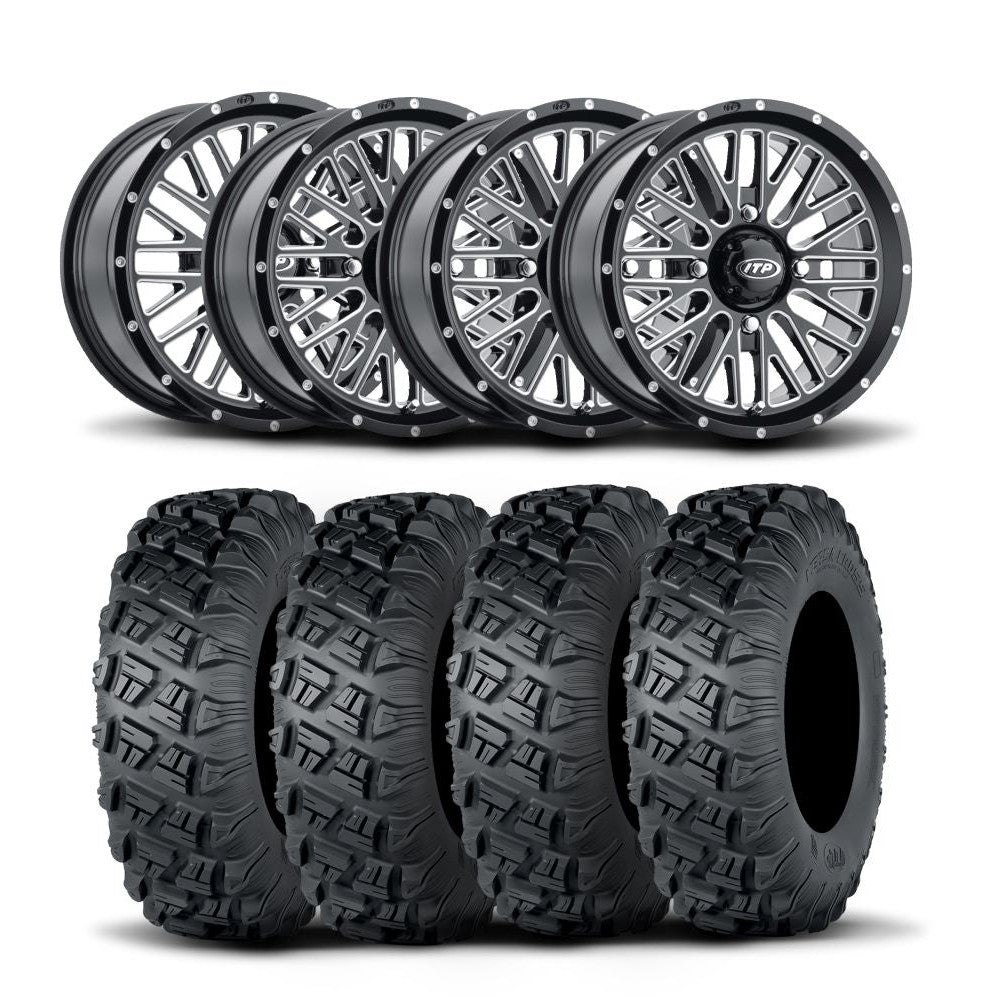 ITP Momentum 18" Machined Black Wheels And Versa Cross XTR Tires [28x10-18]